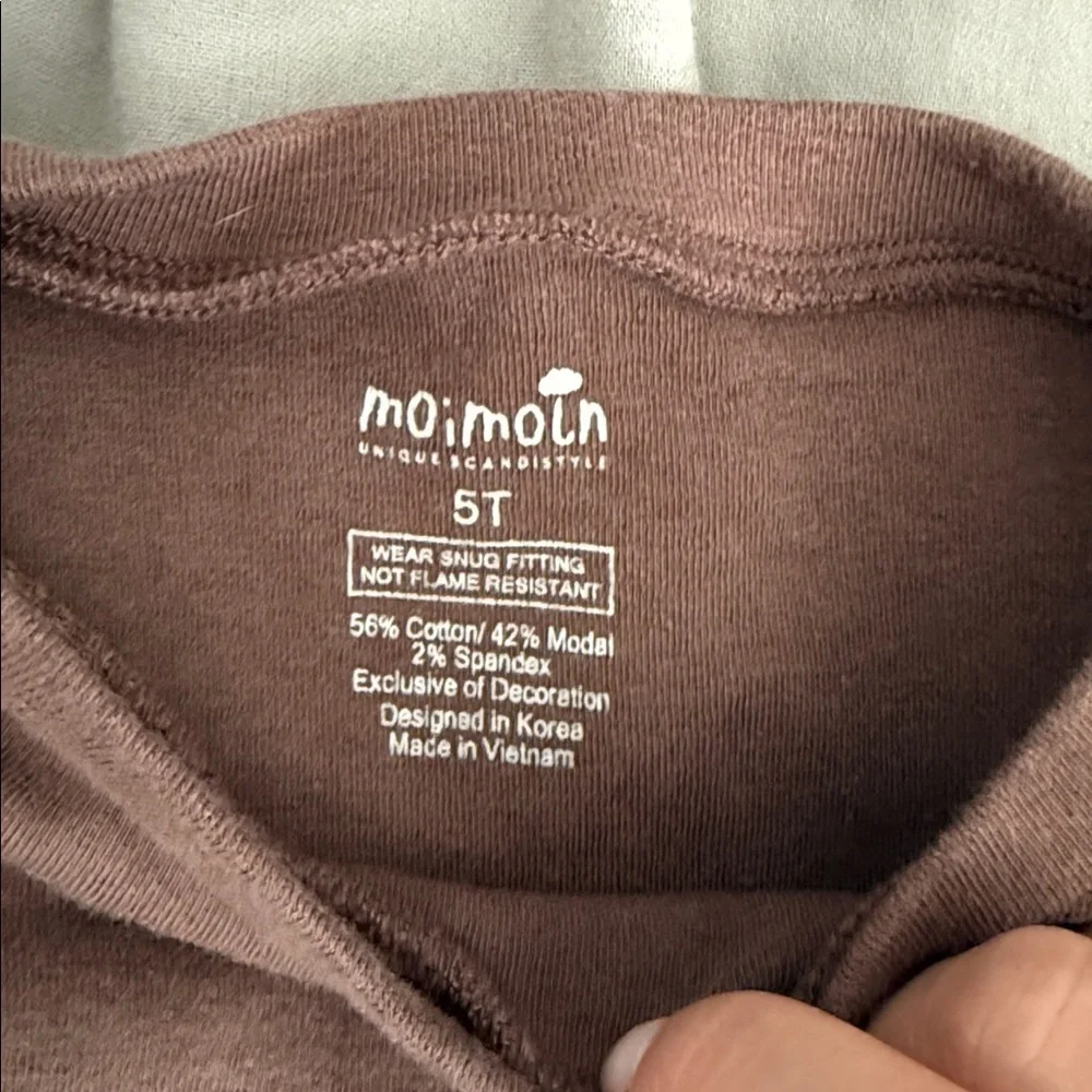 MOIMOLN Crew neck Soft cotton PJ Set in Brown. 5T